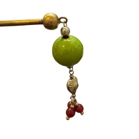 Vintage Brass Candle Snuffer With Green & Red Beaded Heart Charm - Picture 7 of 8